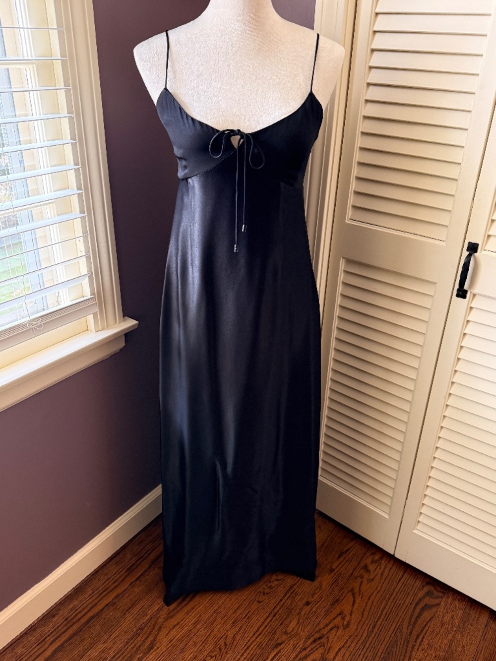 Maeve Anthropology satin black dress size small